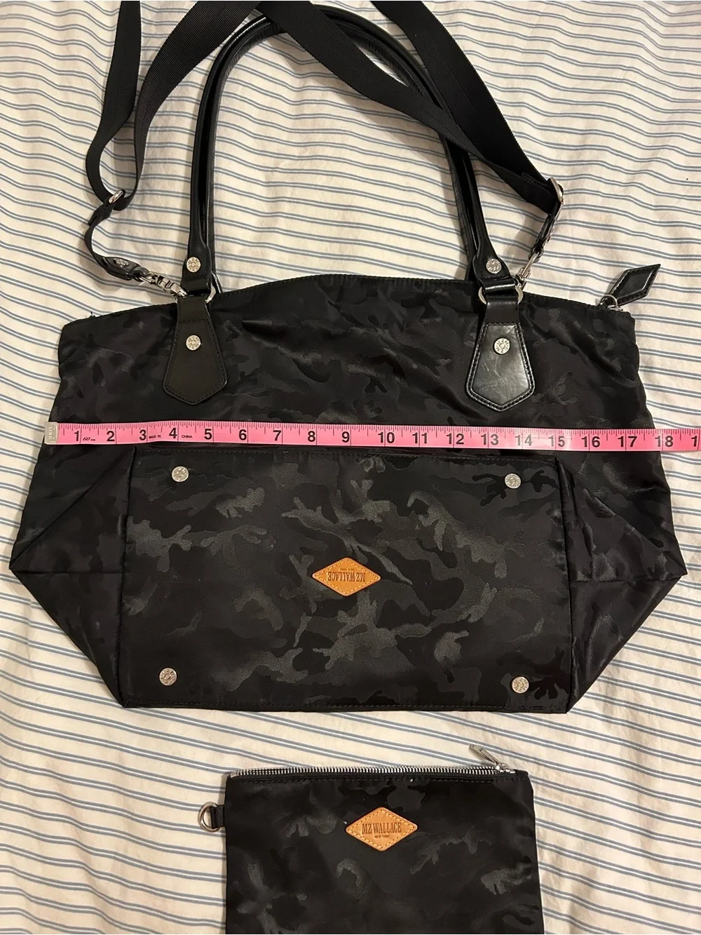 MZ Wallace Black Camouflage Nylon Chelsea Tote- EUC - Picture 4 of 10